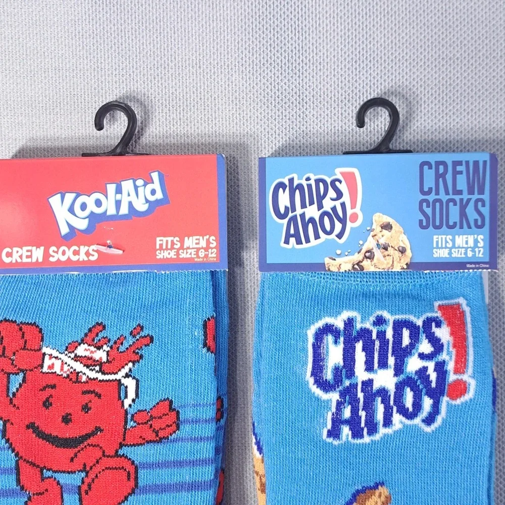 Lot of 2‎ Kool-Aid/Chips Ahoy! Men's Size 6-12 Crew Socks Fun Snack Beverage